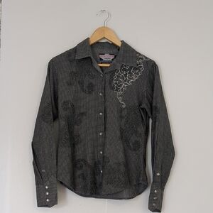 Brooks & Dunn Panhandle Slim Pearl Button Up Womens Medium Embroidery Western